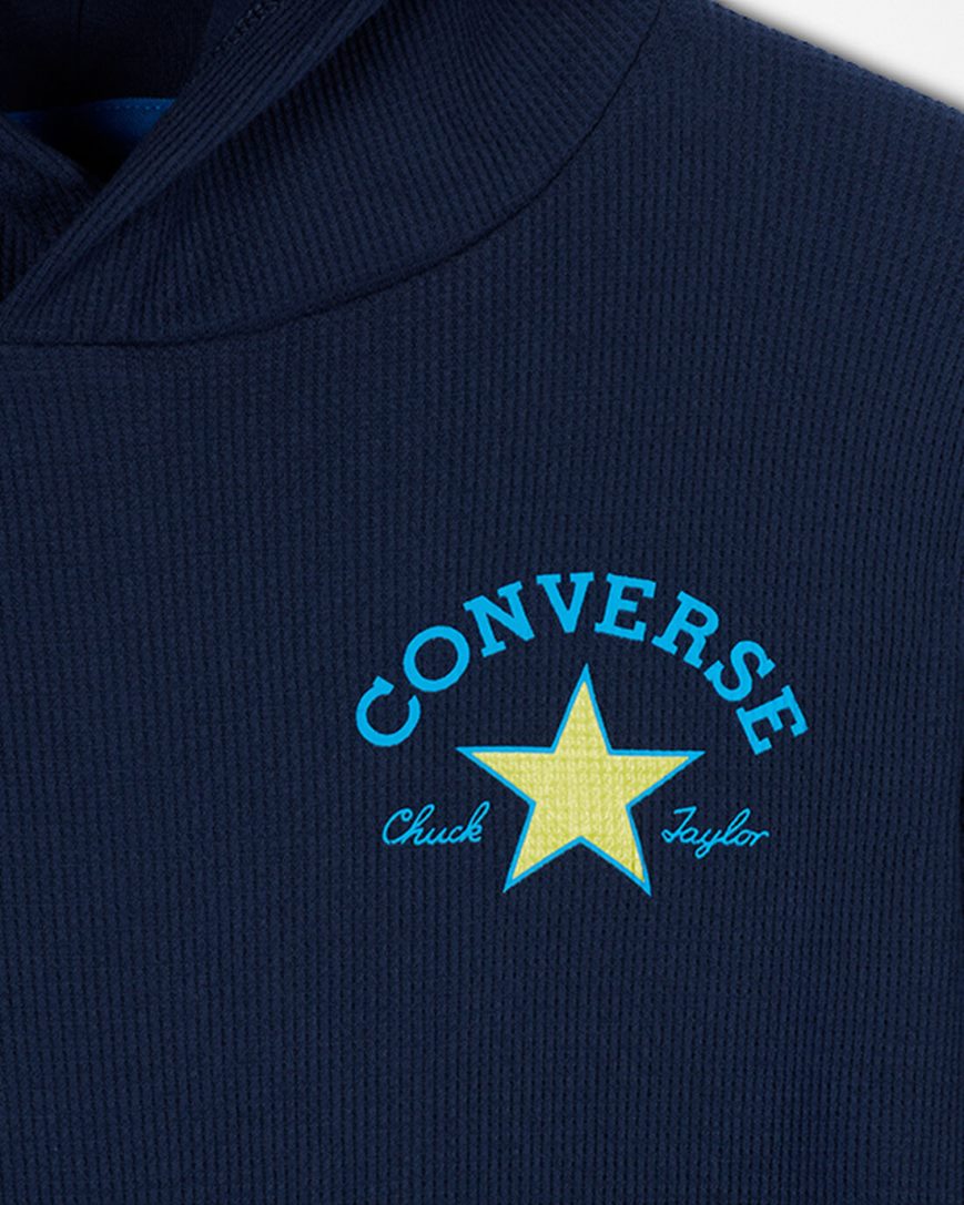 Mikiny S Kapucňou Converse Long Sleeve Waffle Chlapcenske Námornícka Modrá | SK AGJRY3